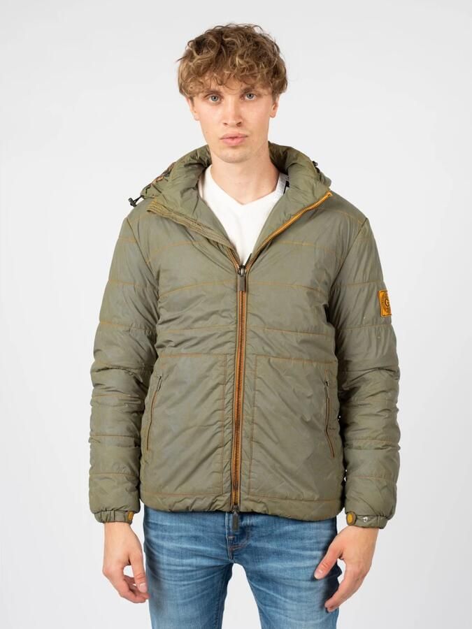 Guess Reflecterend Gewatteerd Jack met Afneembare Capuchon Green Heren - Foto 2