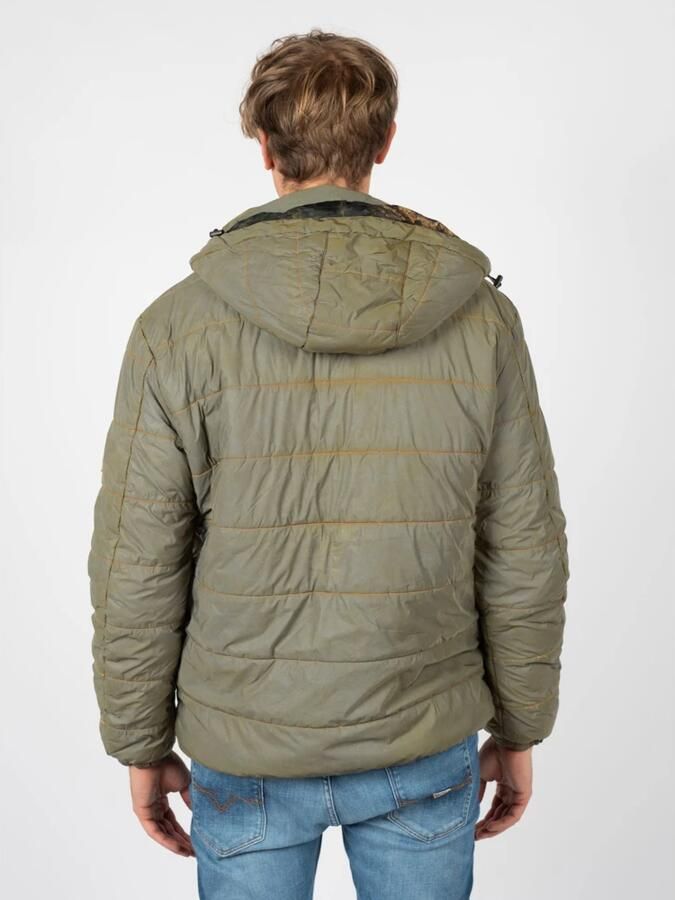 Guess Reflecterend Gewatteerd Jack met Afneembare Capuchon Green Heren - Foto 3