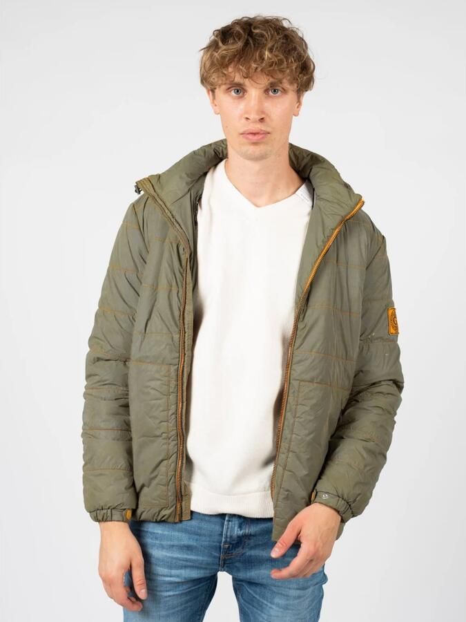 Guess Reflecterend Gewatteerd Jack met Afneembare Capuchon Green Heren - Foto 4