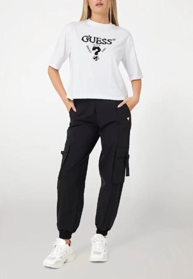 Guess Relaxed fit pailletlogo tee White Dames - Foto 3