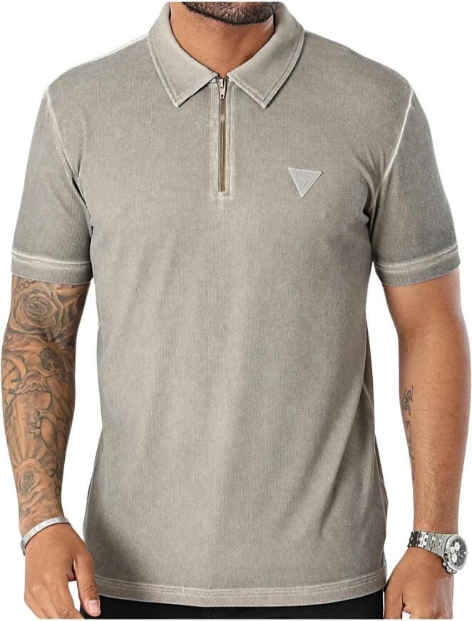 Guess Ritssluiting Polo Shirt Beige Gray Heren - Foto 3