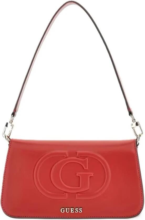 Guess Rode Schoudertas met Verstelbare Band en Afneembare Logo Belettering in Zilver Metaal en Maxi Tone-on-Tone Logo Red Dames - Foto 2