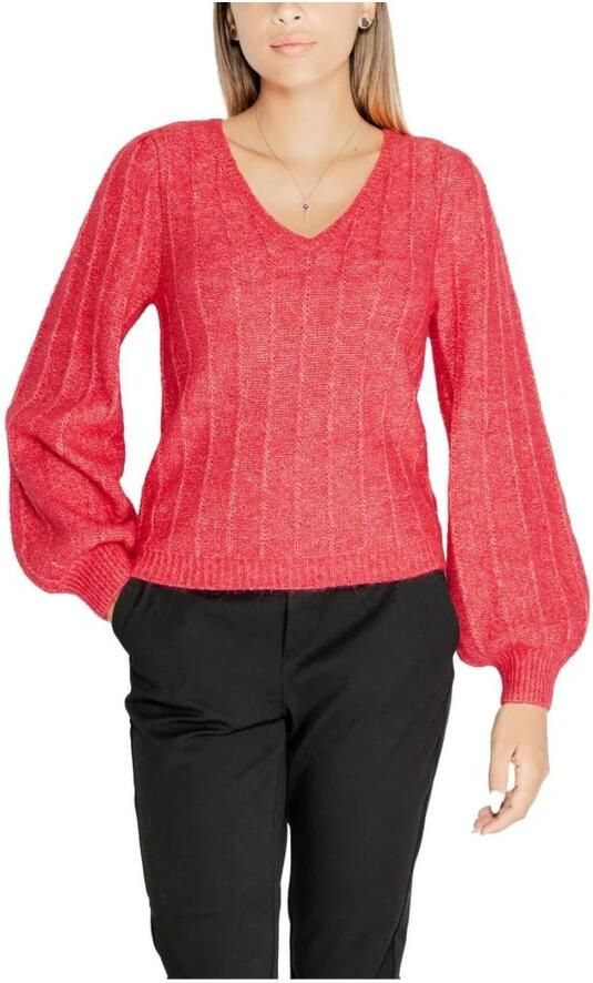 Guess Gestructureerde Gebreide Trui Herfst Winter Collectie Pink Dames