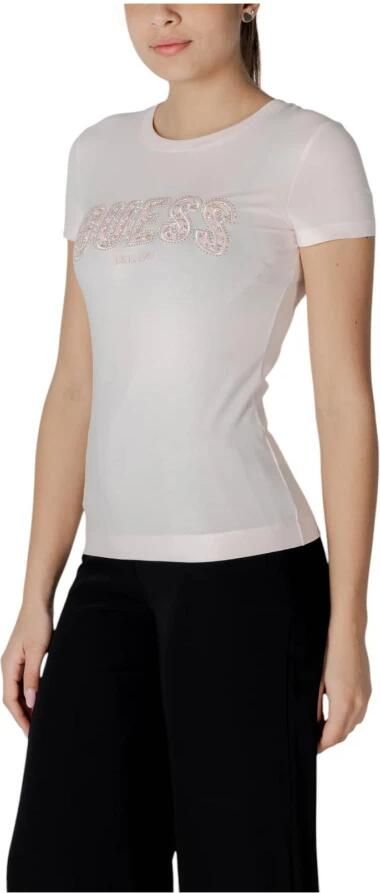 Guess T-shirt Korte Mouw T-shirt col rond en dentelle femme