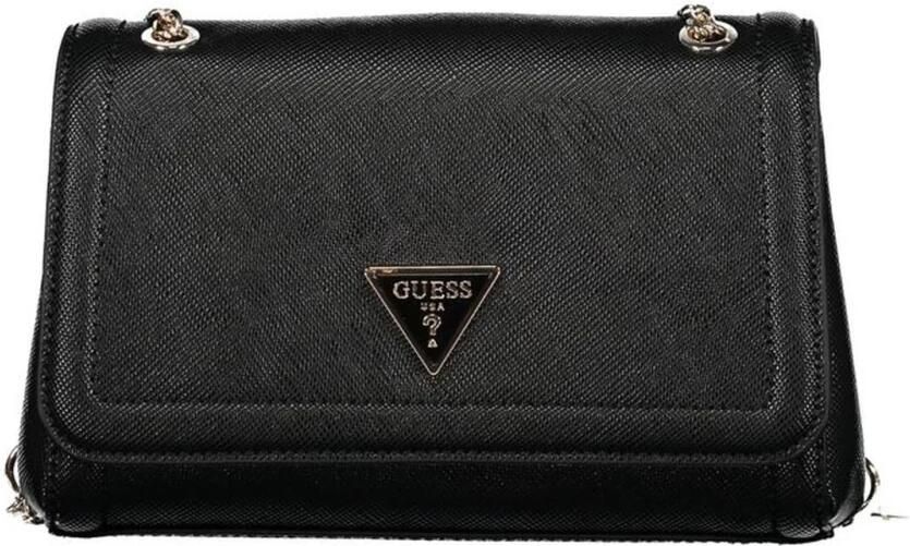 Guess Zwarte Polyethyleen Schoudertas met Kettinghandvatten Black Dames - Foto 4