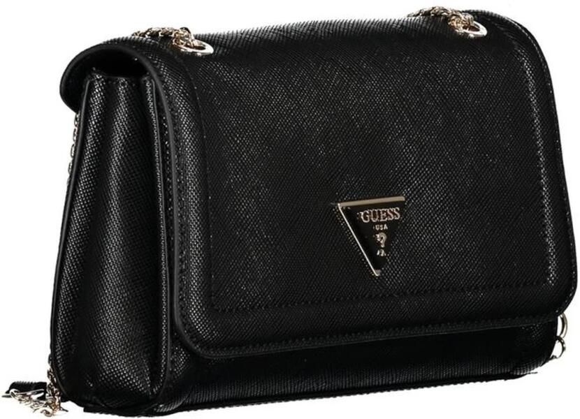 Guess Zwarte Polyethyleen Schoudertas met Kettinghandvatten Black Dames