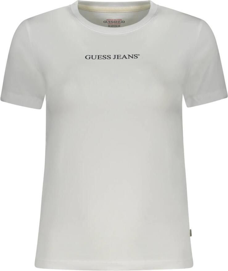 Guess Short Sleeve Cotton Logo Print T-shirt White Dames