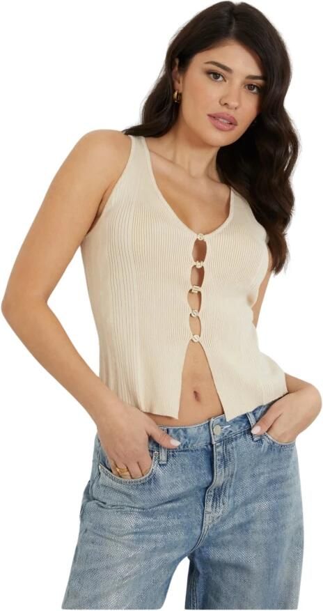 Guess Tanktop van viscosemix met labeldetail - Foto 3