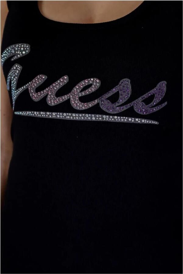 Guess Zwart T-shirt oor rouwen Black Dames