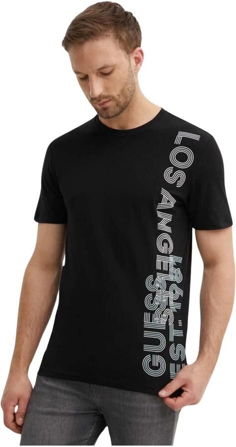 Guess Slim Logo TShirt Zijprint Black Heren - Foto 3