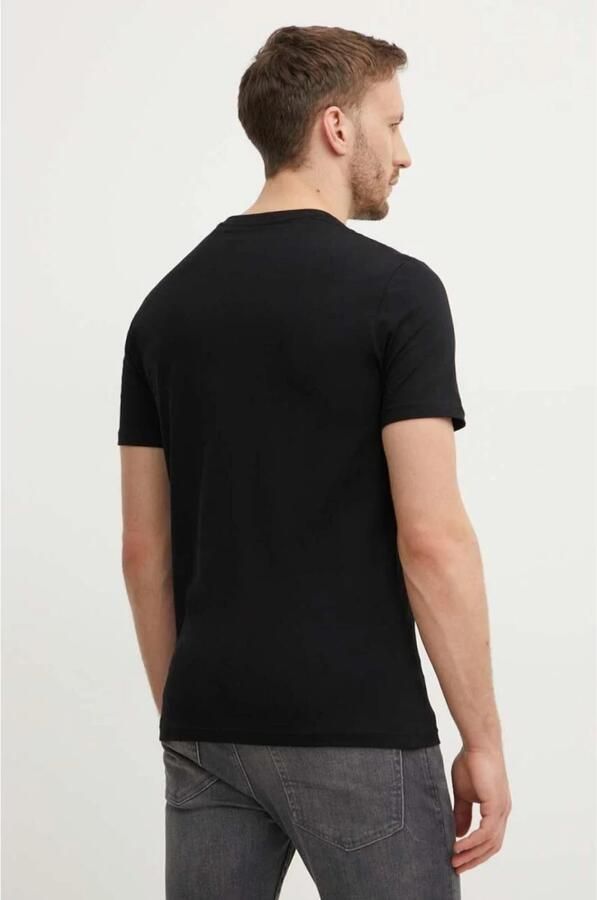 Guess Slim Logo TShirt Zijprint Black Heren