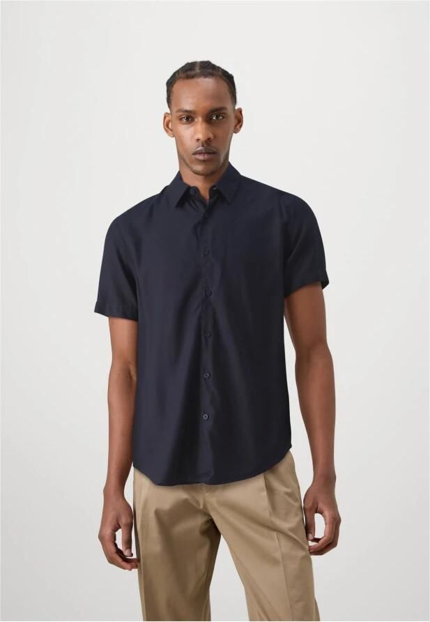 Guess Slim Overhemd Korte Mouw Blauw Blue Heren - Foto 2