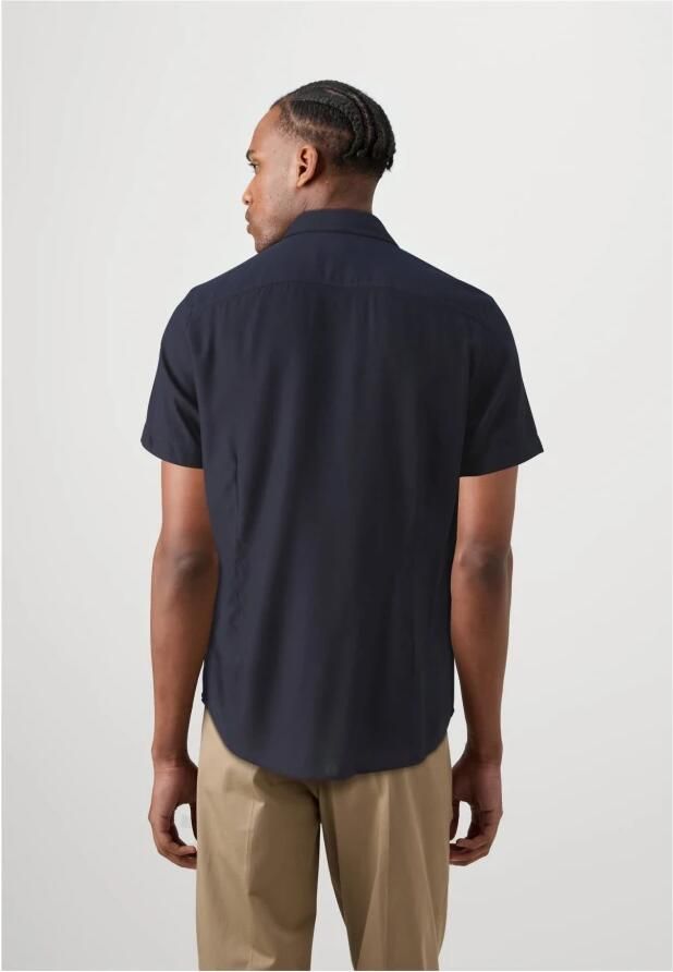 Guess Slim Overhemd Korte Mouw Blauw Blue Heren