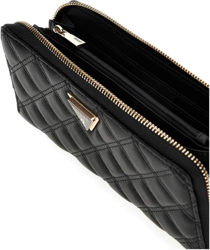 Guess Stijlvolle Grote Ritsportemonnee Zwart Black Dames