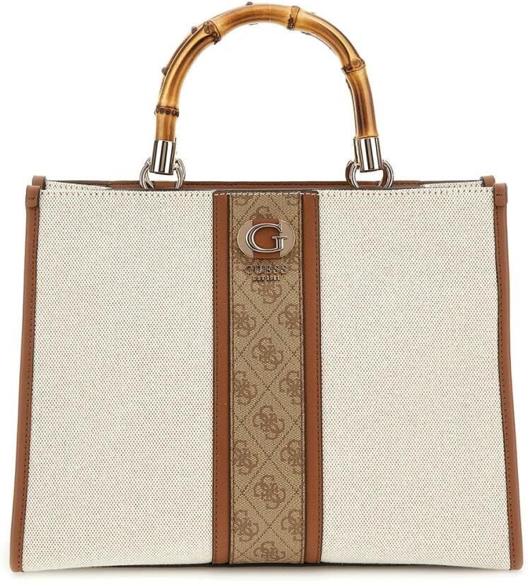 Guess Beige Katoenen Handtas met Verstelbare Schouderband Beige Dames - Foto 2