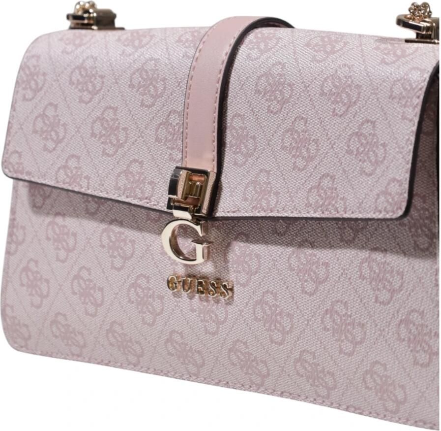 Guess Roze Print Schoudertas Clip Sluiting Pink Dames