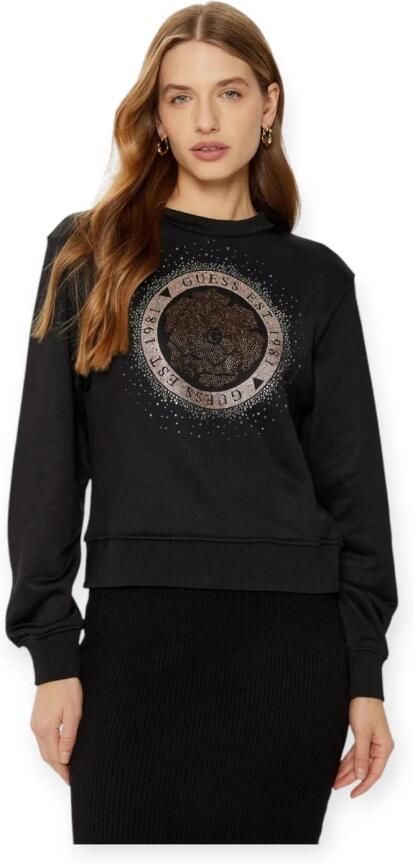 Guess Lange Mouw Zwarte Top met Peony Logo Black Dames - Foto 2