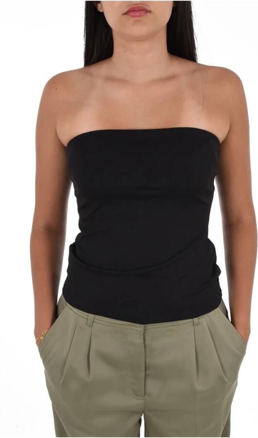 Guess Stretch Bustier Zwart Aansluitend Metalen Logo Black Dames