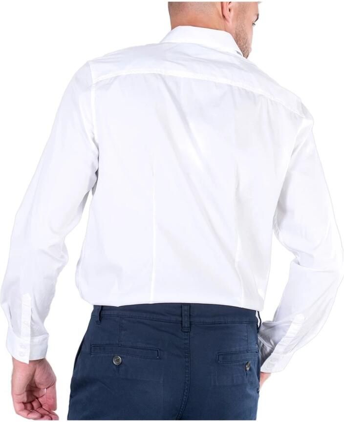 Guess Wit Overhemd met Lange Mouwen Slim Fit White Heren