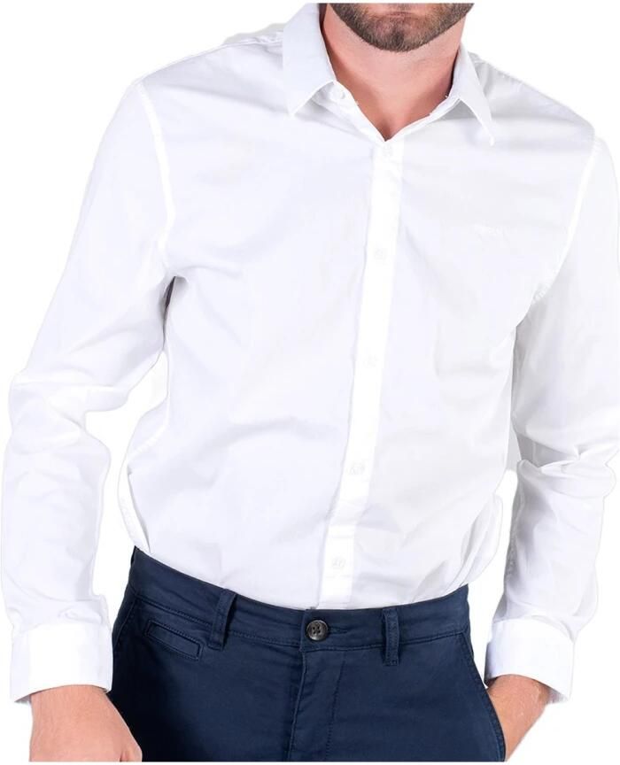 Guess Wit Overhemd met Lange Mouwen Slim Fit White Heren - Foto 2