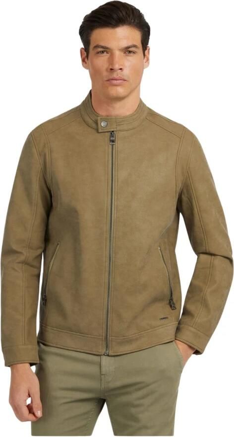 Guess Stijlvolle Biker-geïnspireerde Leren Jas Groen Heren - Foto 4