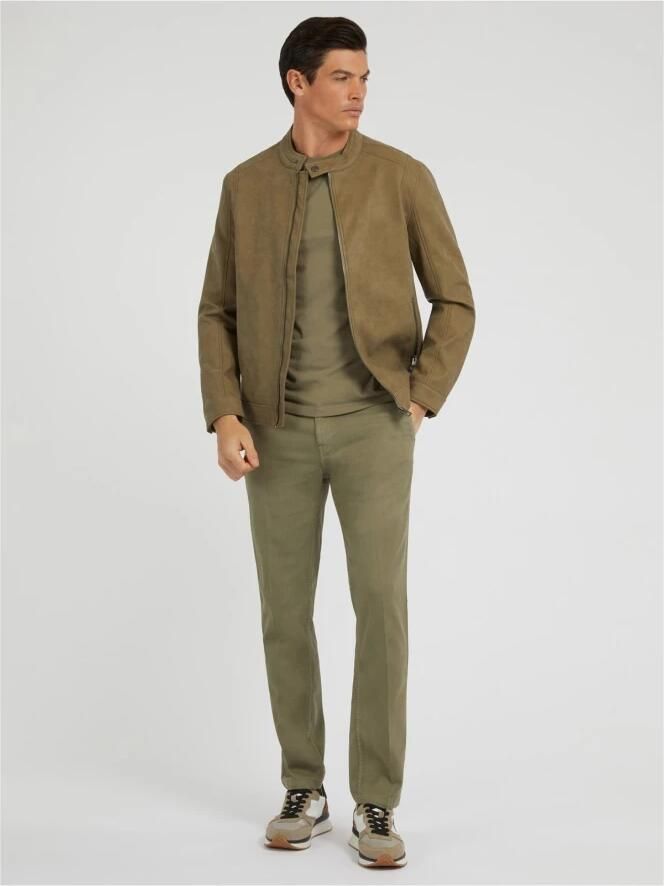 Guess Stijlvolle Biker-geïnspireerde Leren Jas Groen Heren