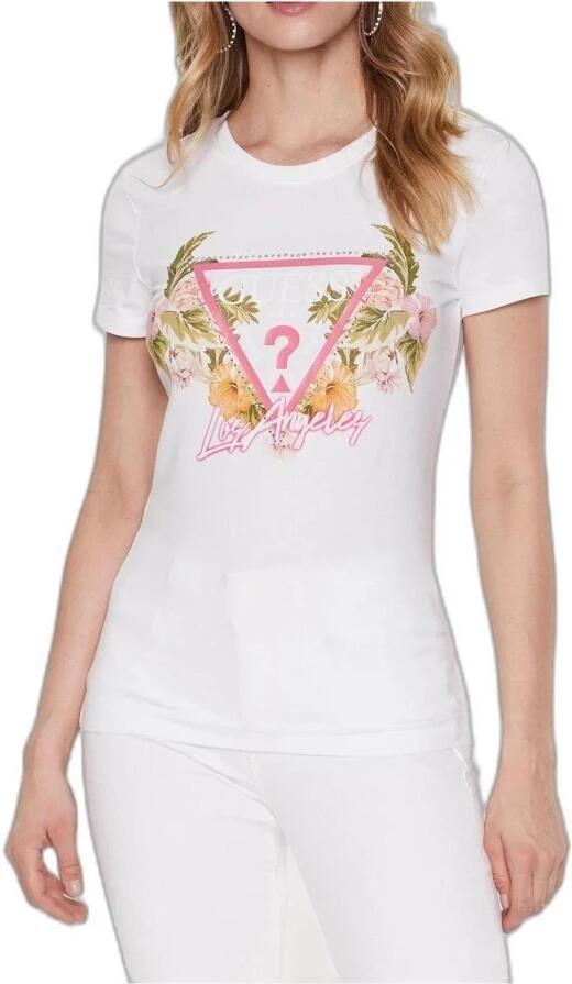 Guess T-shirt met label- en motiefprint model 'TROPICAL TRIANGLE' - Foto 3