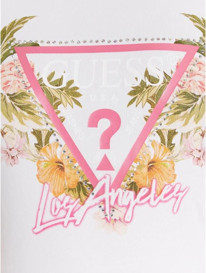 Guess T-shirt met label- en motiefprint model 'TROPICAL TRIANGLE'