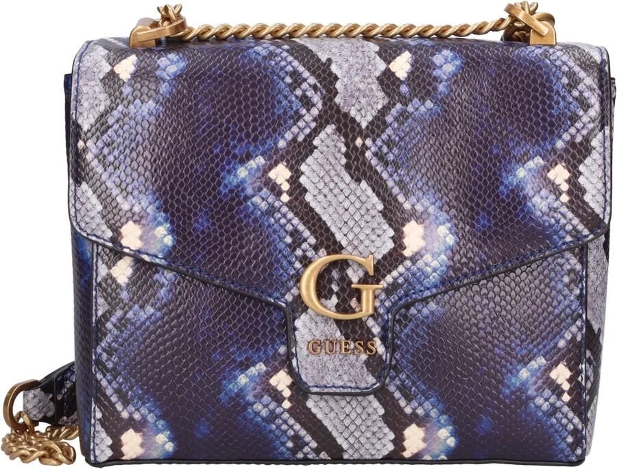 GUESS crossbody tas Shenny met slangenprint donkerblauw - Foto 3