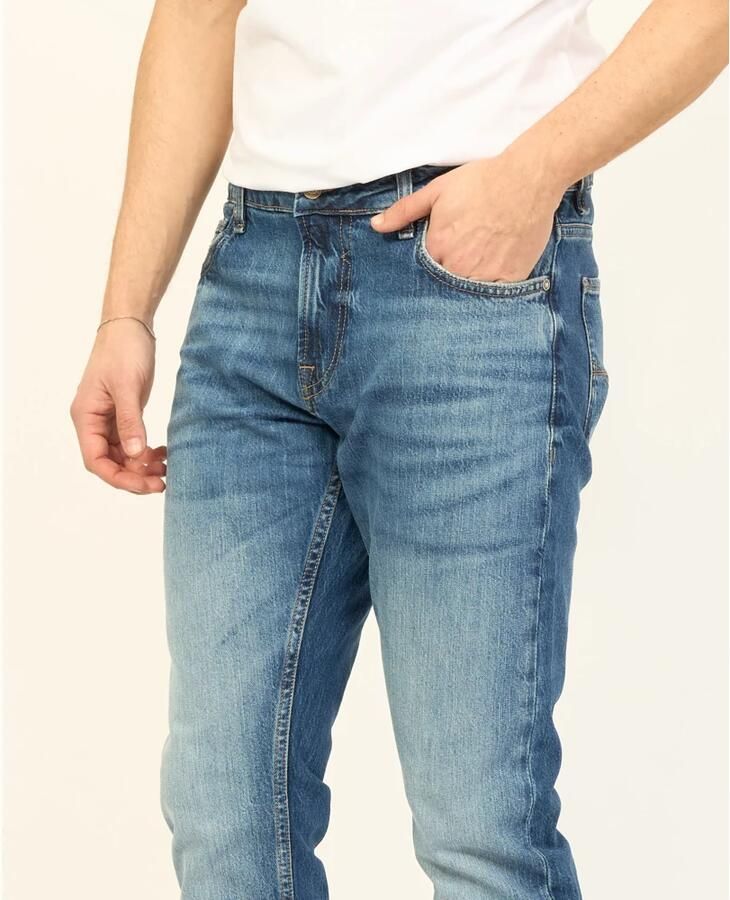 Guess Blauwe Skinny Jeans met Gewassen Effect Blue Heren