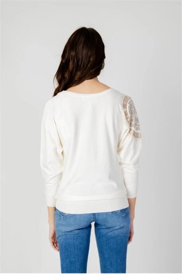 Guess Leslie Logo Vleermuismouw Top White Dames