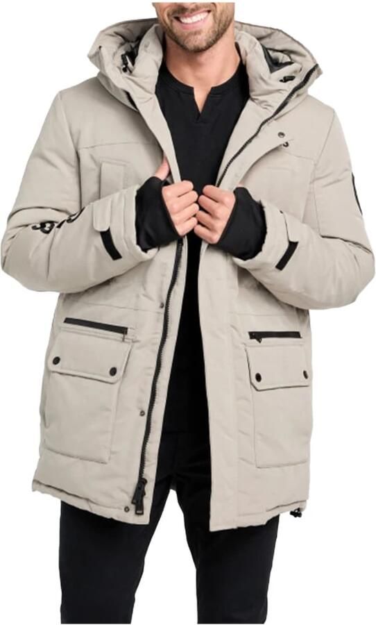 Guess Winter Hooded Jacket Beige Heren - Foto 3
