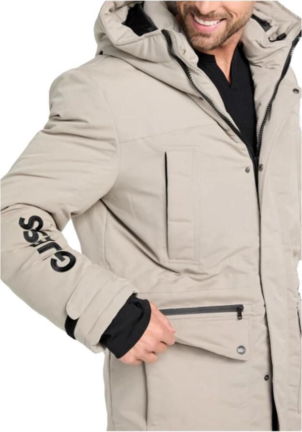 Guess Winter Hooded Jacket Beige Heren