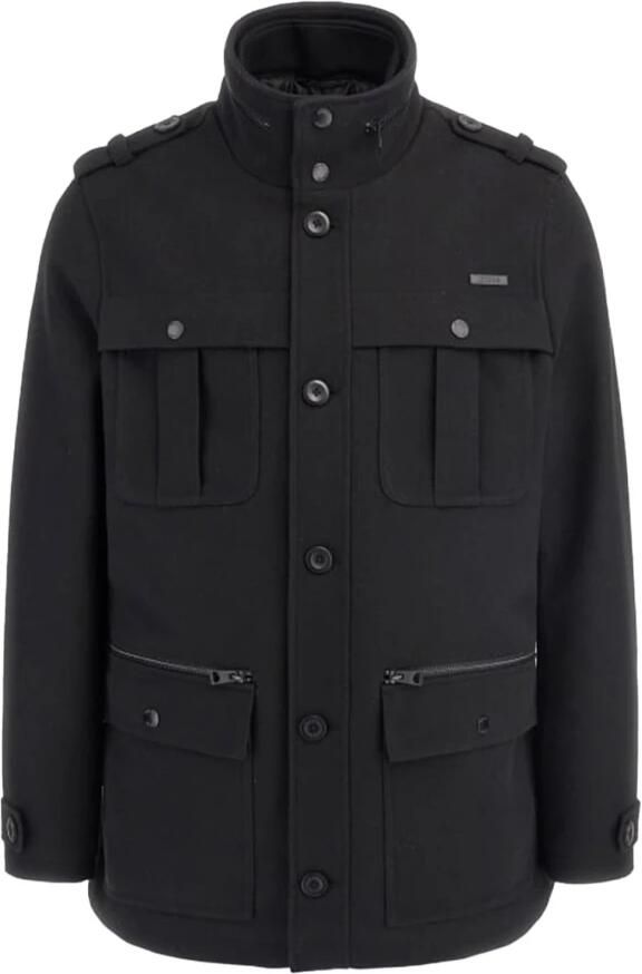 Guess Winterjas Zwart Recht Geritst Black Heren - Foto 4