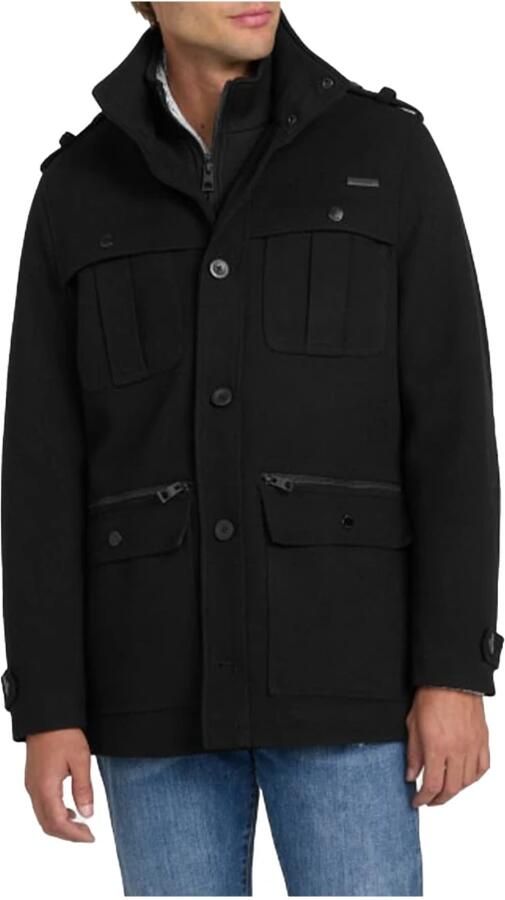 Guess Winterjas Zwart Recht Geritst Black Heren - Foto 3