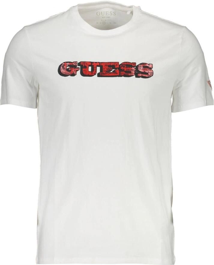 Guess Slank wit katoenen T-shirt met logoprint White Heren