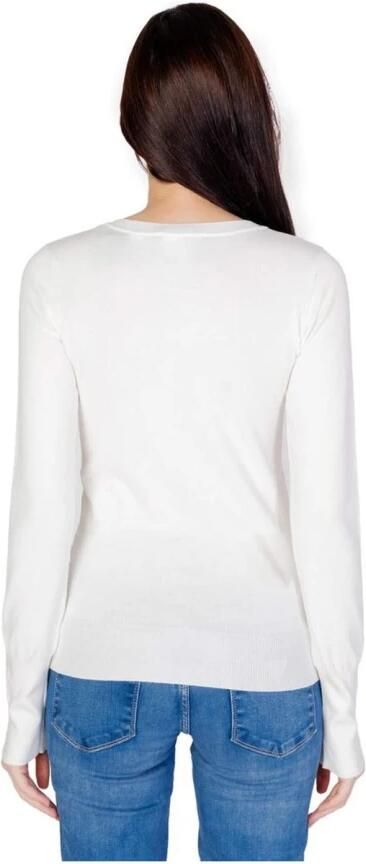 Guess Slim Fit Trui V-Hals Lange Mouwen Rhinestone Logo White Dames - Foto 9
