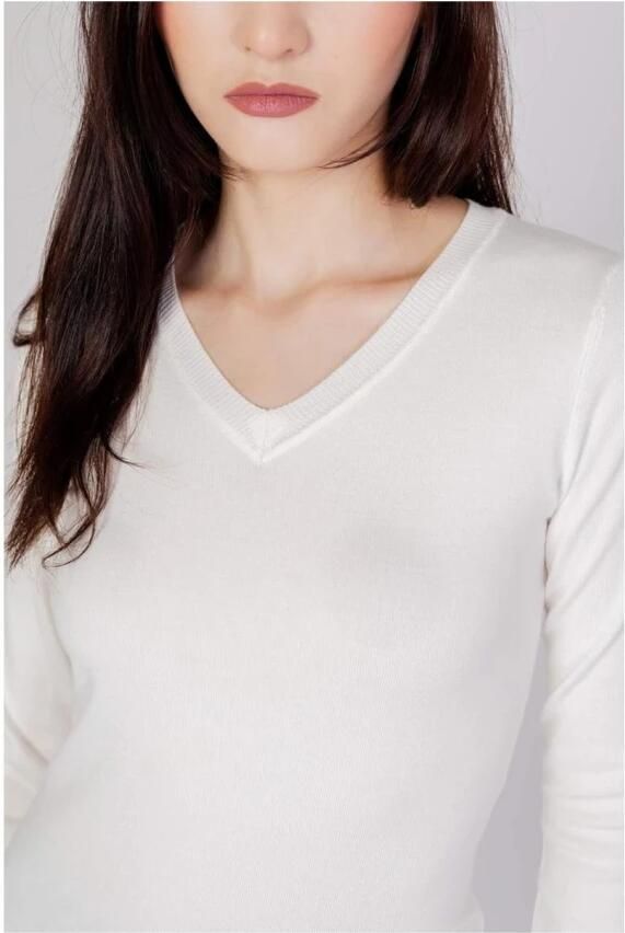 Guess Slim Fit Trui V-Hals Lange Mouwen Rhinestone Logo White Dames - Foto 3