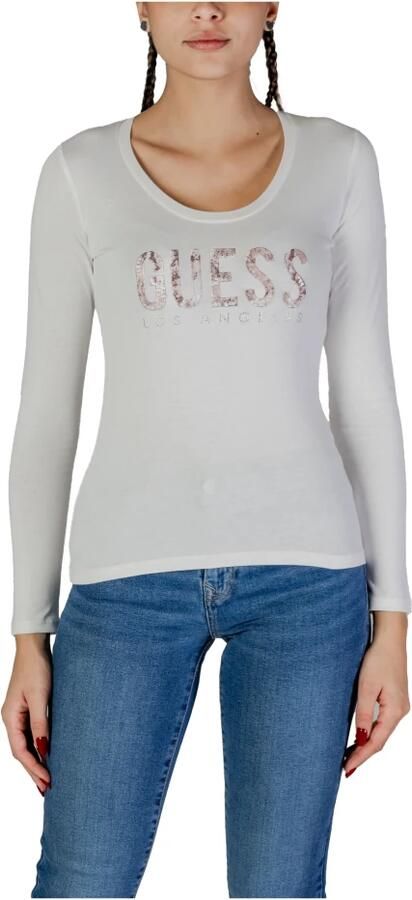 Guess Lange Mouwen T-shirt Lente Zomer Collectie White Dames
