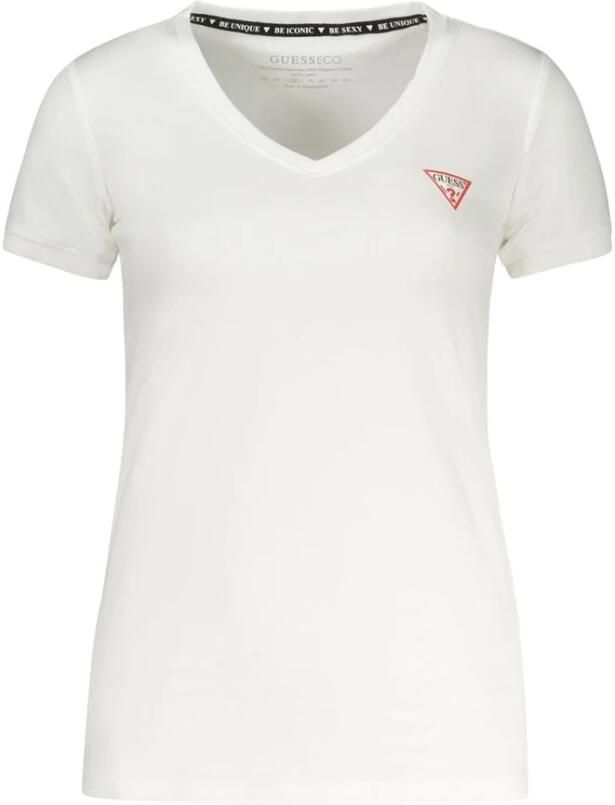 Guess Effen katoenen T-shirt Aansluitende V-hals White Heren - Foto 2