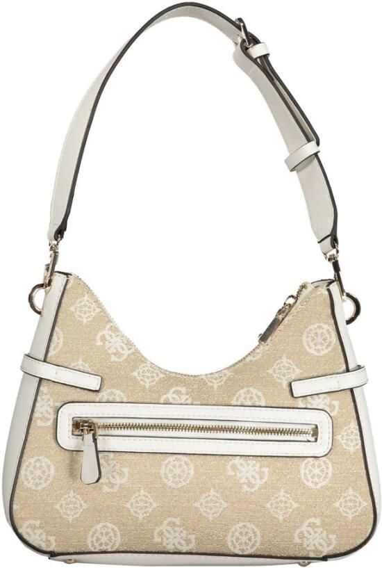 Guess Witte Polyethyleen Handtas met Verstelbare Schouderband Beige Dames