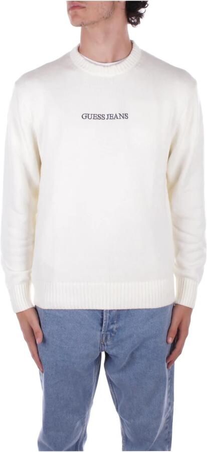 Guess Logo Front Sweater Regular Fit Cotton White Heren - Foto 12