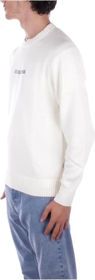 Guess Logo Front Sweater Regular Fit Cotton White Heren - Foto 5