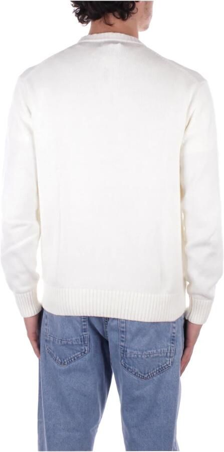 Guess Logo Front Sweater Regular Fit Cotton White Heren