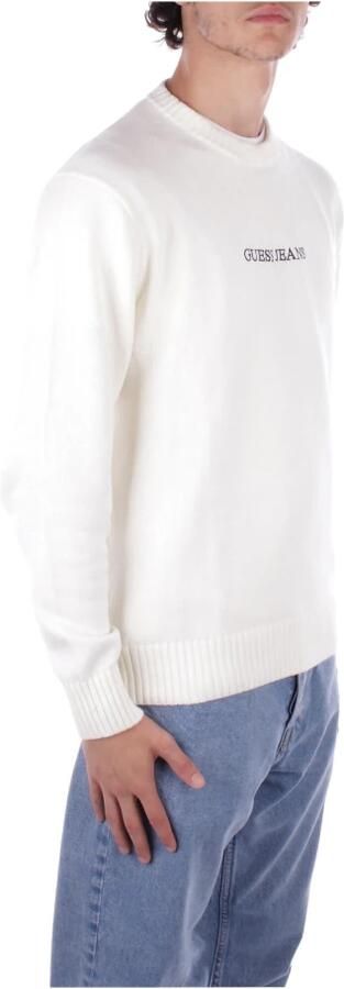 Guess Logo Front Sweater Regular Fit Cotton White Heren - Foto 4