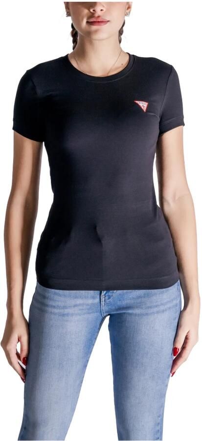 Guess Stretch T-shirt Zwart Slim Fit Korte Mouwen Zwart Dames