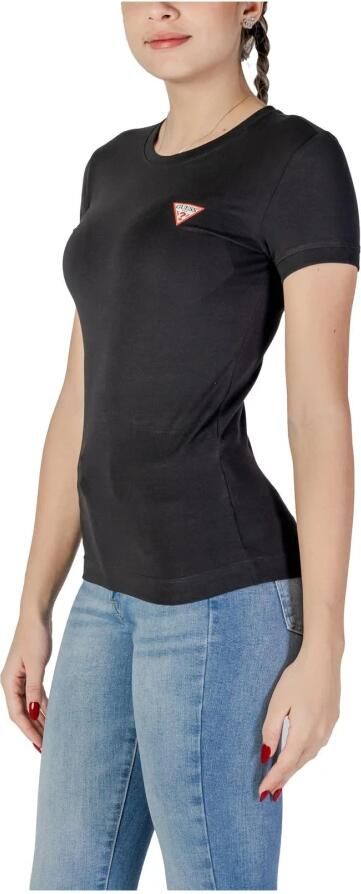 Guess Stretch T-shirt Zwart Slim Fit Korte Mouwen Zwart Dames - Foto 3