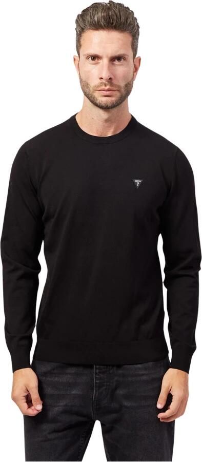 Guess Zwarte Viscose Pullover met Applique Logo Black Heren - Foto 4