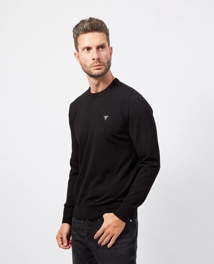 Guess Zwarte Viscose Pullover met Applique Logo Black Heren - Foto 2