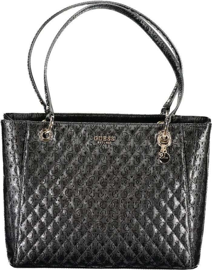 Guess Zwarte Polyethyleen Schoudertas met Meerdere Compartimenten Black Dames